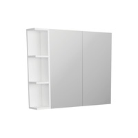 750*720*150mm Fienza Gloss White E1 MDF Board Copper-free Glass Rectangle Pencil/Bevel Edge Shaving Cabinet With Shelf
