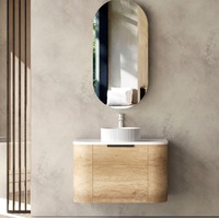 750mm Bondi Natural Oak Wall Hung Vanity and Tall Boy and Shaving Cabinet