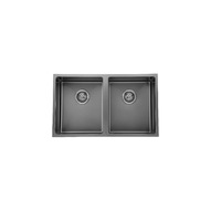 760*440*200/200*1.2mm MN Stainless Steel Gun Metal Round Corner Top Double Bowls Mount or Undermount Electroplated Sink