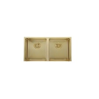 760*440*200/200*1.2mm MN Stainless Steel Light Gold Round Corner Double Bowls Top Mount or Undermount PVD Sink