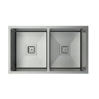 760*440*220mm CJ 304 Grade S/Steel Double Bowls Round Edges Nano Glaze Scratch Resistant Sink