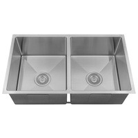 760*440*230mm Arcko LUX Stainless Steel Round Top Mount / Under Mount Chrome Brushed Gold Matt Black Wirh Drainer Double Bowls Laundry Kitchen Sink