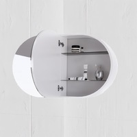 870*600*150mm ABS Paris Oval Copper-free Mirror Plywood Matt Black/Matt White Back Lit LED Shaving Cabinet