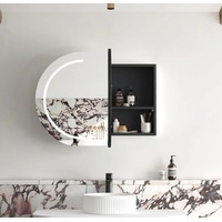 900*600mm OTT Bondi Natural Oak/Black Oak/Matte White Oval Wall Mounted LED Shaving Cabinet