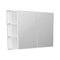 900*720*150mm Fienza Gloss White E1 MDF Board Copper-free Glass Rectangle Pencil/Bevel Edge Shaving Cabinet With Shelf
