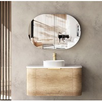900mm Bondi Natural Oak Wall Hung Vanity and Tall Boy and Shaving Cabinet