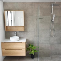 900mm Byron Natural Oak Wall Hung Vanity and Tall Boy and Shaving Cabinet