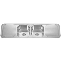 1380*480*180mm BK Traditionell 304 Stainless Steel Chrome Square Top Mount Double Bowls With Drainer Laundry Kitchen Sink