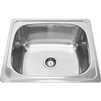 610*500*200mm BK Traditionell 45L 304 Stainless Steel Chrome Square Top Mount Single Bowl Laundry Kitchen Sink