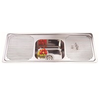 1180*480*170mm BK Traditionell 304 Stainless Steel Chrome Square Top Mount Single Bowl With Drainer Laundry Kitchen Sink