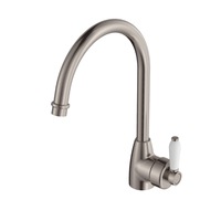 Fienza Eleanor Mordern Vintage Brushed Nickel Solid Brass With Ceramic Handle Gooseneck Sink Mixer