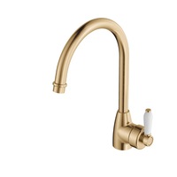 Fienza Eleanor Mordern Vintage Urban Brass Solid Brass With Ceramic Handle Gooseneck Sink Mixer
