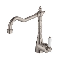Fienza Eleanor Mordern Vintage Shepherds Brushed Nickel Solid Brass With Ceramic Handle Swivel Crook Sink Mixer