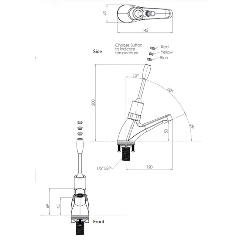 Buy Stainless Steel Lever Handle Pillar Tap - Adjustable Timed Flow ...