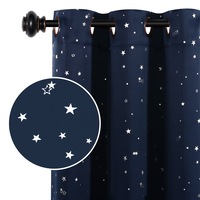 1 Pair Kids Curtains Blockout Eyelet Blackout Kids Bedroom Curtains Star Pattern