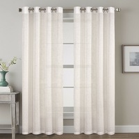 2x Natural Linen Curtains for Living Light Filtering Semi Sheer Window Draperies