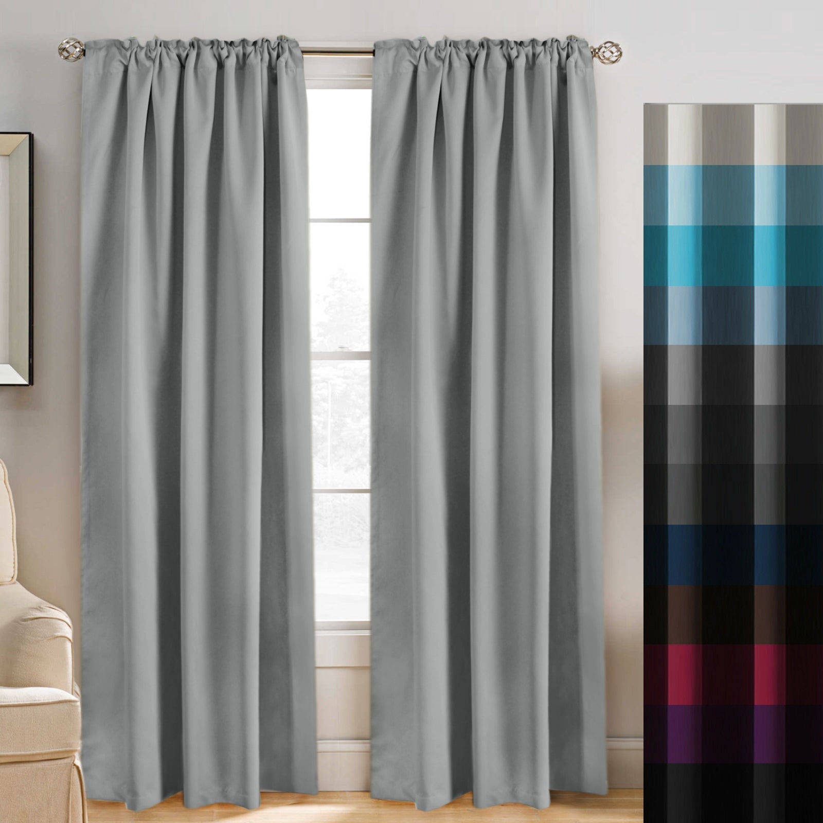 Blockout Rod Pocket Curtains Pair Blackout Thick Curtains for Bedroom Livingroom
