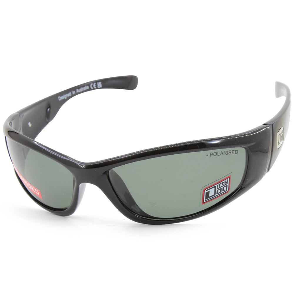 Dirty Dog Bombster 52836 Polished Black/Green Polarised Mens Sunglasses