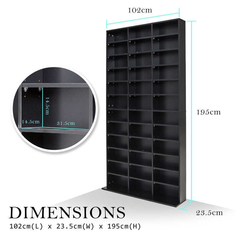 Adjustable Shelves Cd Dvd Media Bookcase Storage Shelf Black Buy Wardrobes