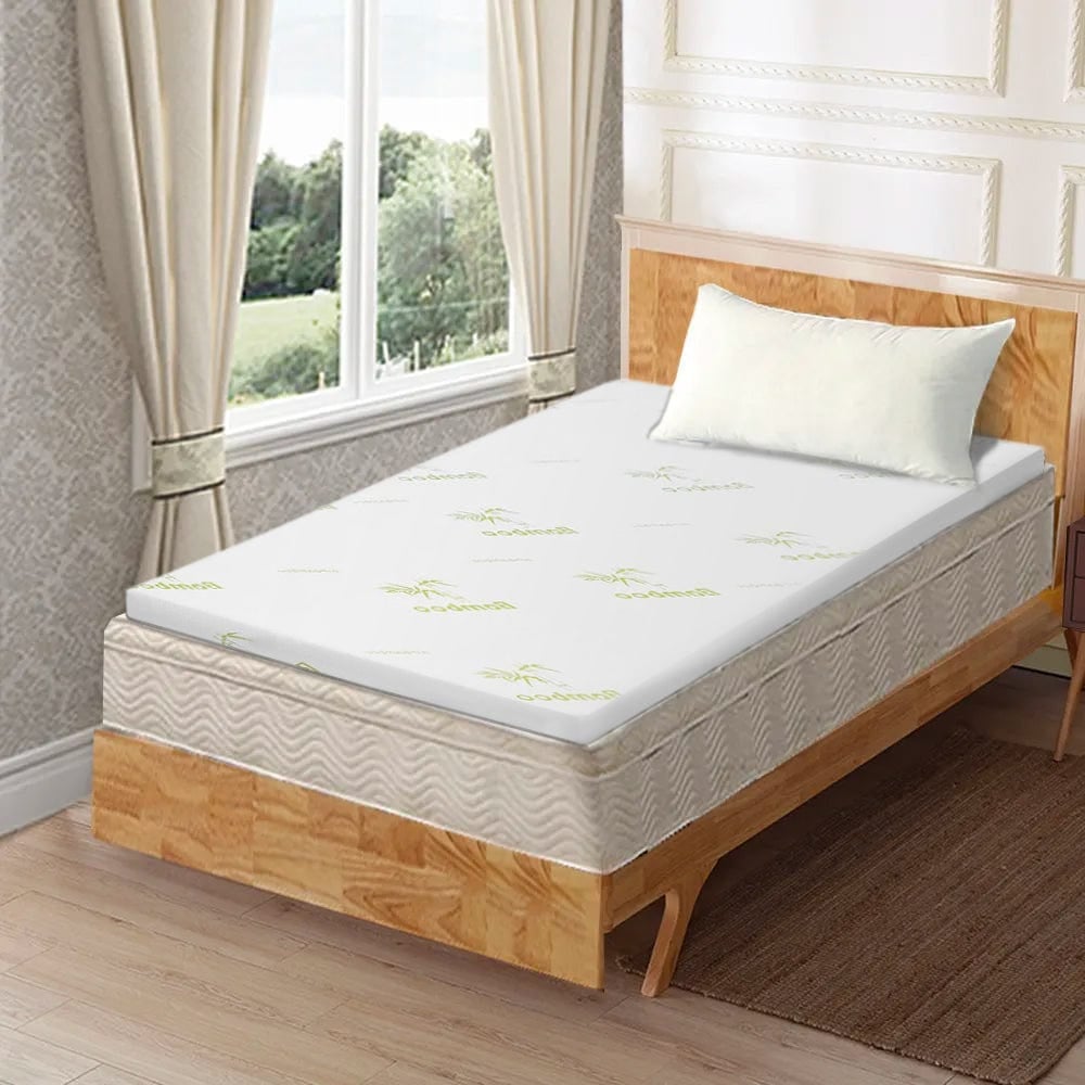 6cm Memory Foam Mattress Topper with Bamboo Cover - Single