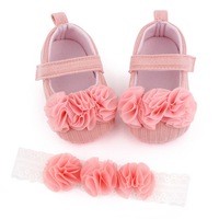 Pink Bow Baby Shoes with Headband