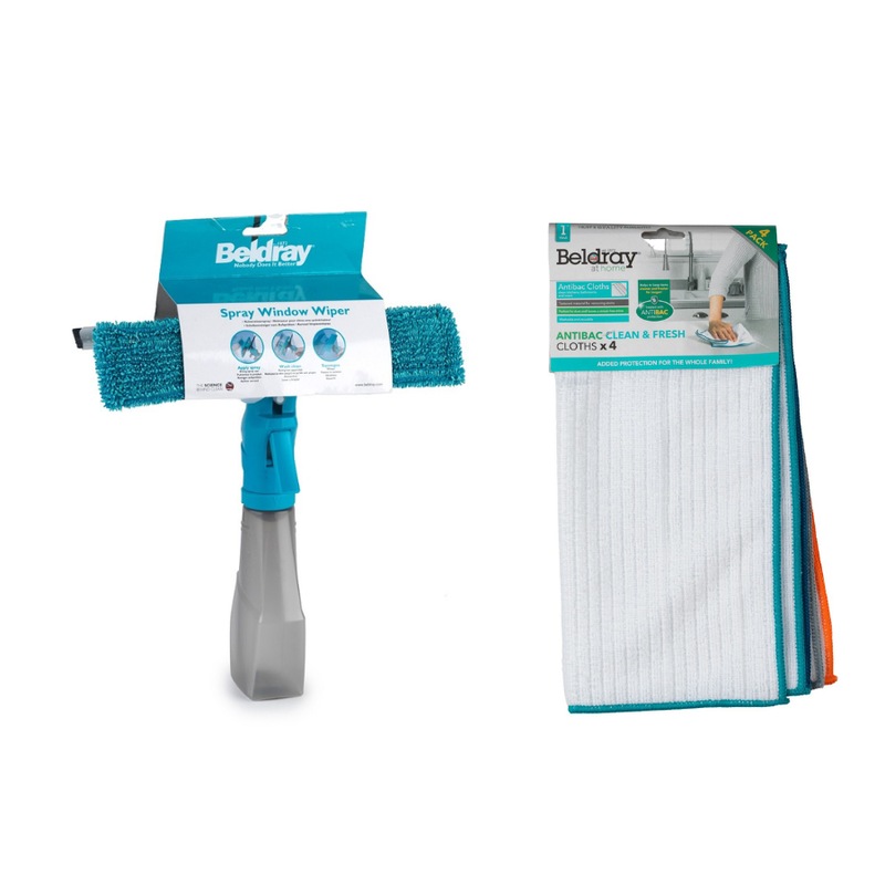 Beldray Spray Window Cleaner + 4pc AntiBac Clean & Fresh Cloths MyDeal