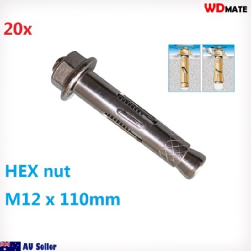 Buy 10x Sleeve Anchor Bolt Flange 110mm Hex Nut M12 Dyna Masonry Build