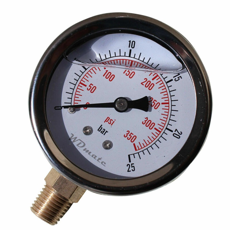 Buy 350psi 25bar Liquid Oil Filled Pressure Gauge 63mm 2.5” 1/4″ Bspt