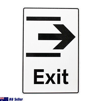 Warning Notice EXIT Sign Arrow Right 200x300mm Office Escape Metal Emergency 