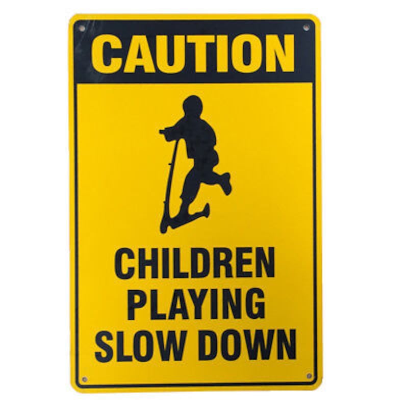 Buy Warning Sign Caution Children Playing Slow Down 200x300mm Metal ...