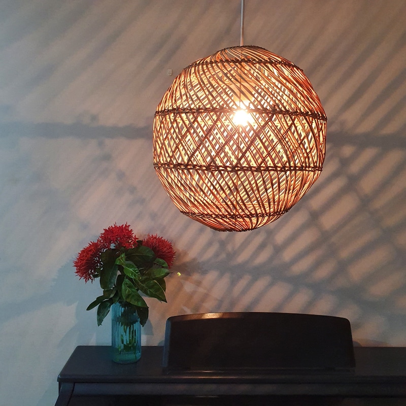 Buy Round Rattan Pendant Light - MyDeal