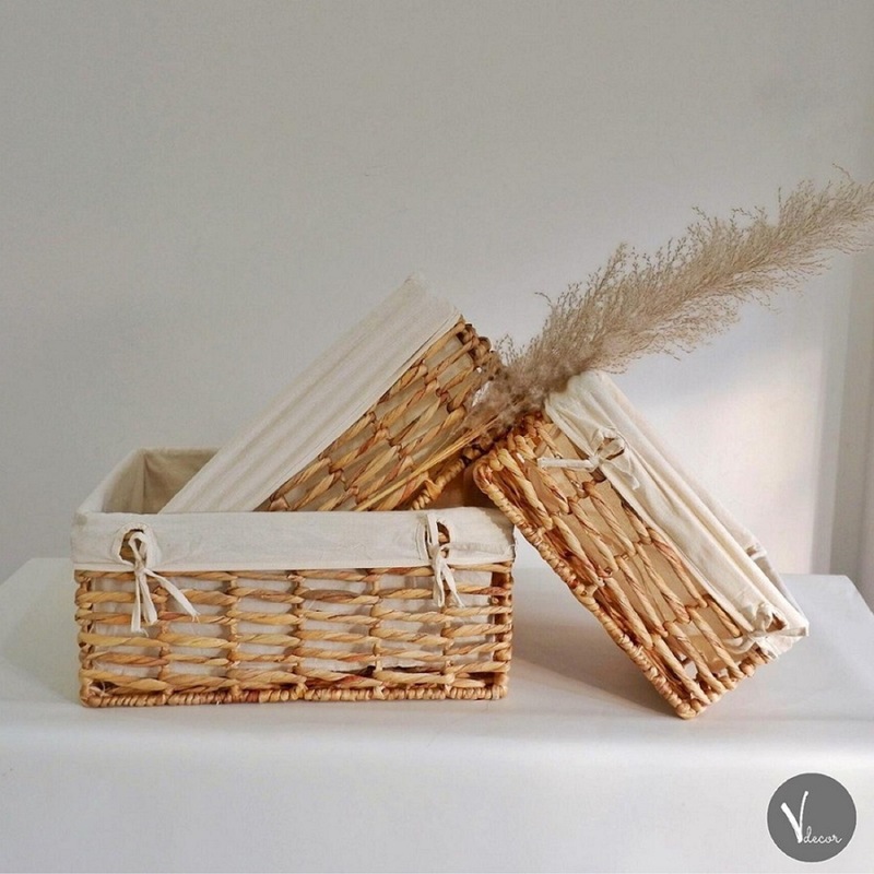Buy Water Hyacinth FabricLined Baskets MyDeal