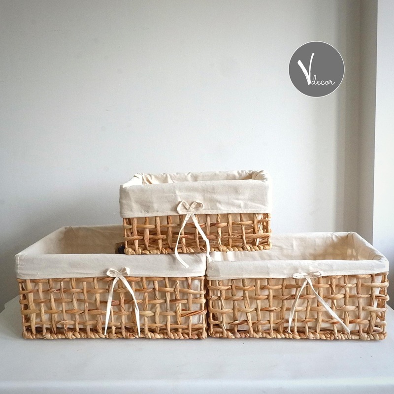 Buy Water Hyacinth FabricLined Baskets MyDeal