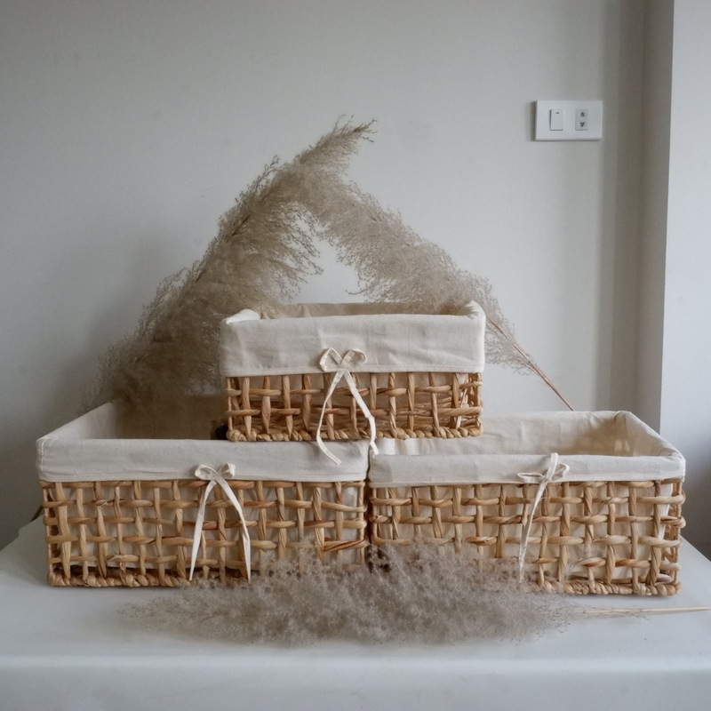 Buy Water Hyacinth FabricLined Baskets MyDeal