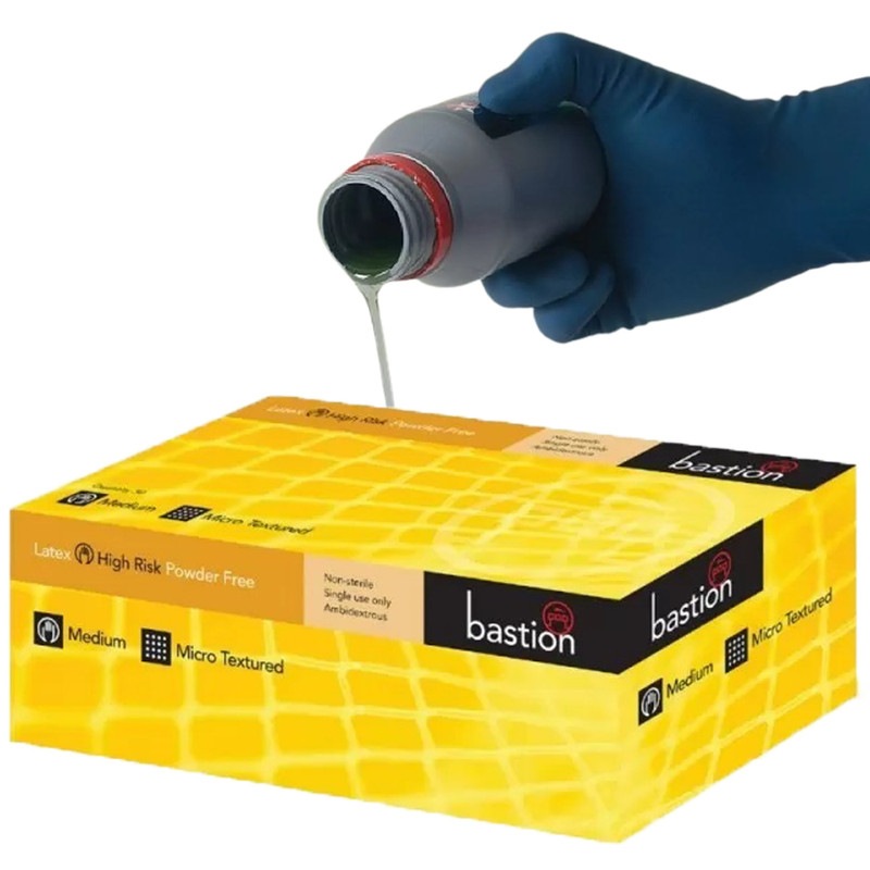1 Box Bastion High Risk Blue Latex Gloves Powder Free 300mm Long Cuff