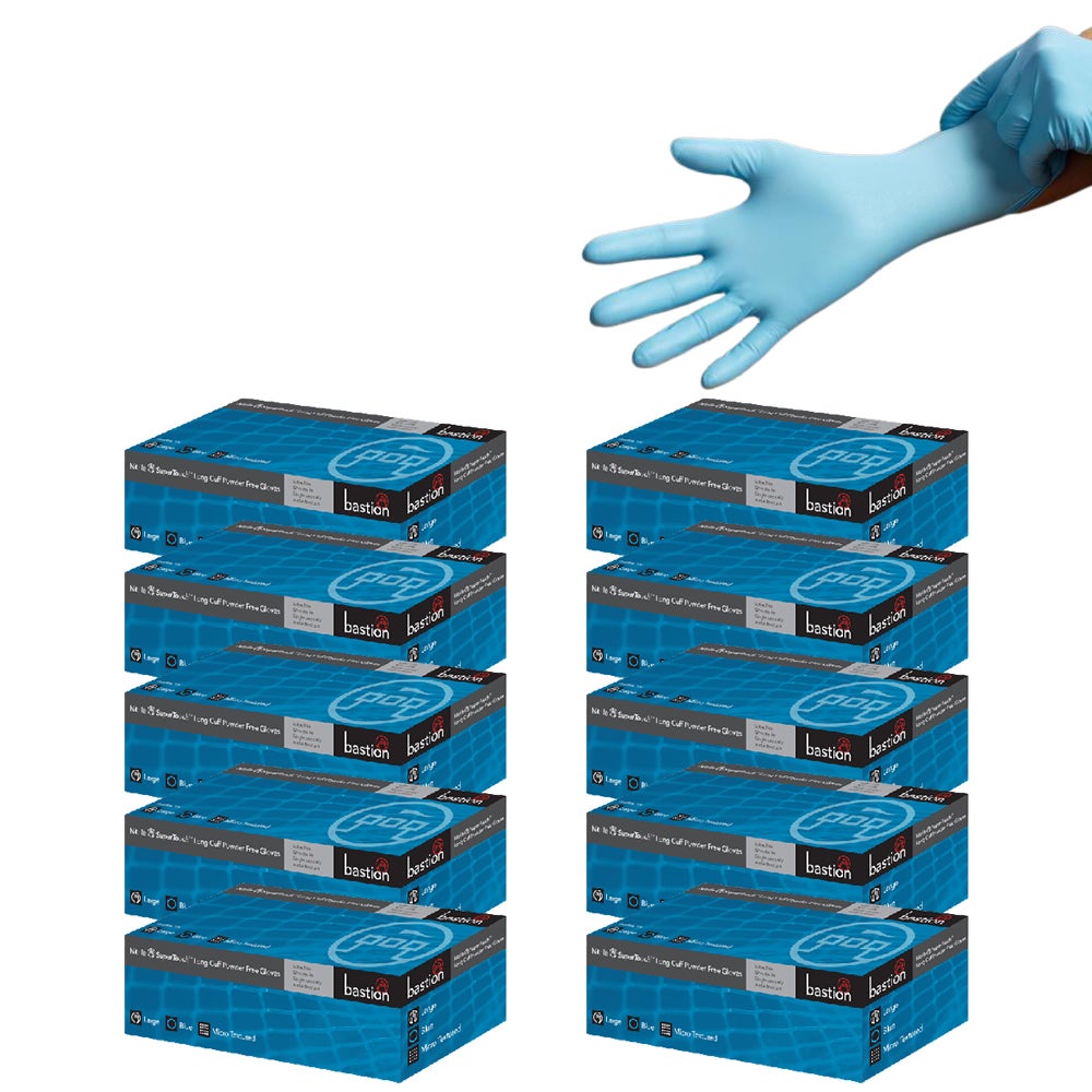1 Carton/1000pcs Bastion Nitrile Powder Free Micro Textured Gloves 5.5gram