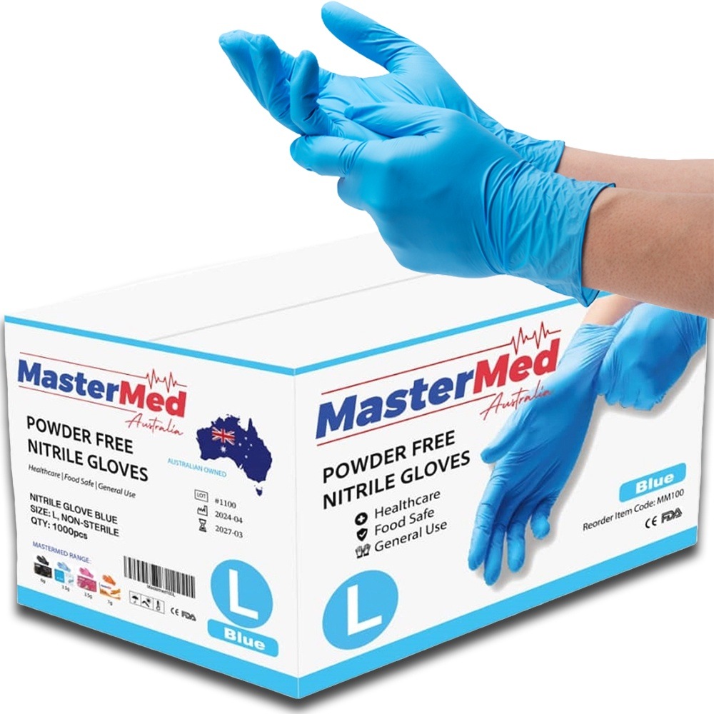 10 Boxes Mastermed Nitrile Gloves Powder free 3.5g 100pcs/Box  Large Unbranded