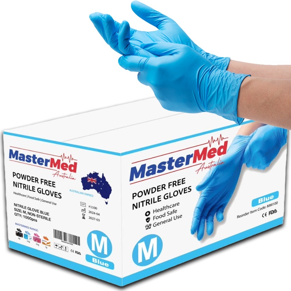 10 Boxes Mastermed Nitrile Gloves Powder free 3.5g 100pcs/Box  Medium Unbranded
