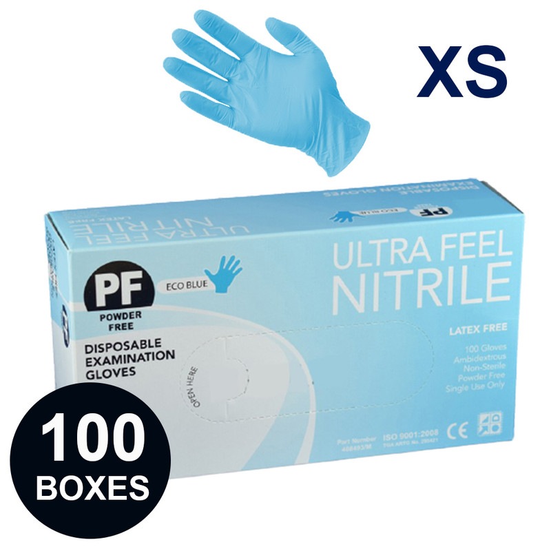 100 Boxes Ultra Fresh Blue Nitrile Exam Gloves Latex Free Powder Healthcare