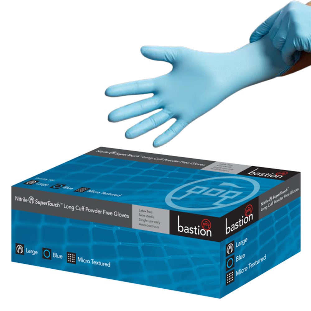 100pcs Bastion Nitrile Powder Free Micro Textured Gloves 5.5gram