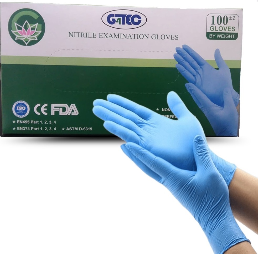 100pcs Large G4TEC Blue Nitrile Gloves Powder free 6gm tough thick puncture &