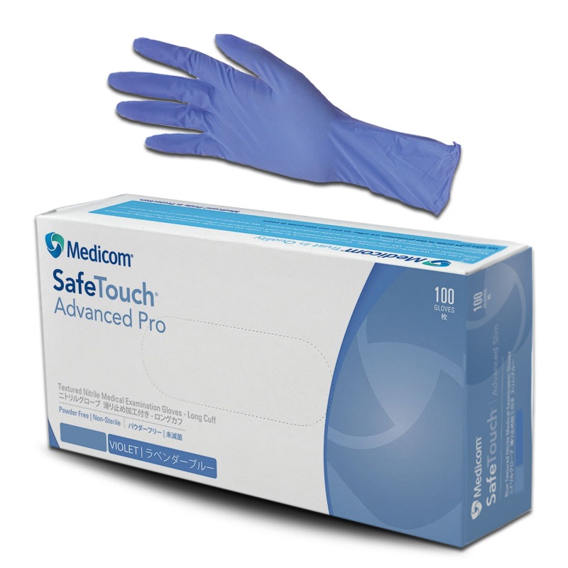 100pcs Medicom Long Cuff Violet Nitrile Thick 7gm Gloves Heavy Duty 