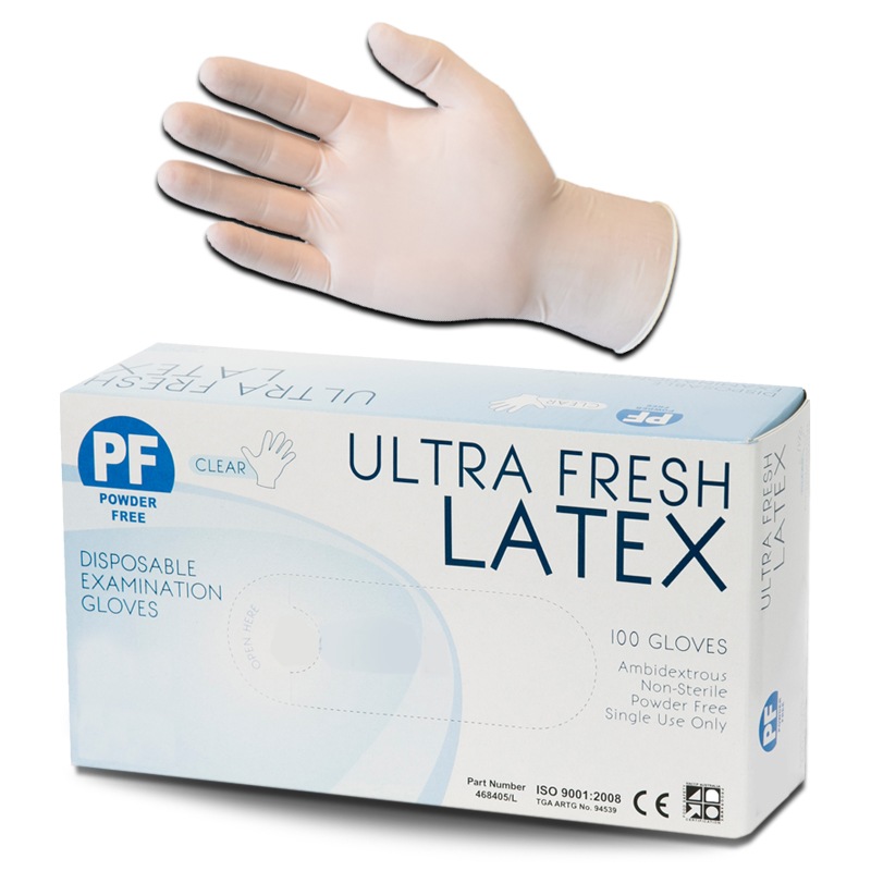 100pcs Ultra Fresh Latex Gloves Powder Free Clear  Small Australia