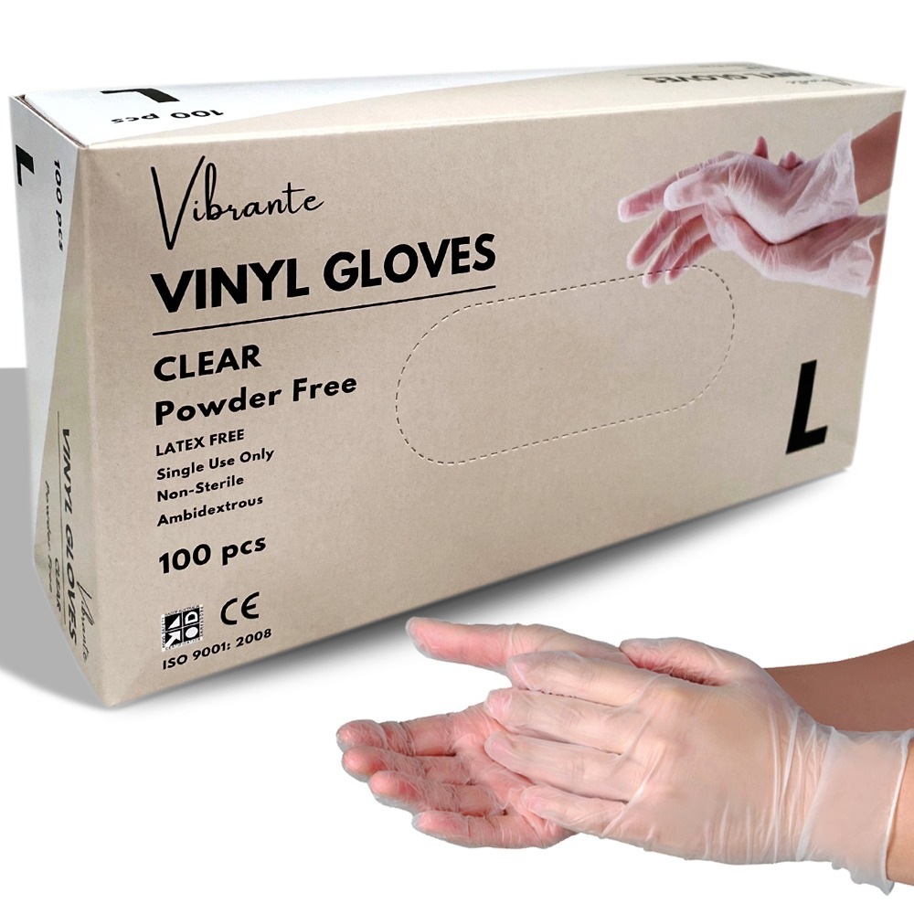 100pcs Vibrante Clear Vinyl Powder free Gloves  SMALL Unbranded Australia