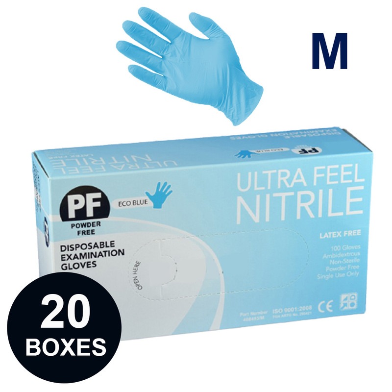 2000pcs Ultra Fresh Blue Nitrile Exam Gloves Latex Free Powder Healthcare Medical