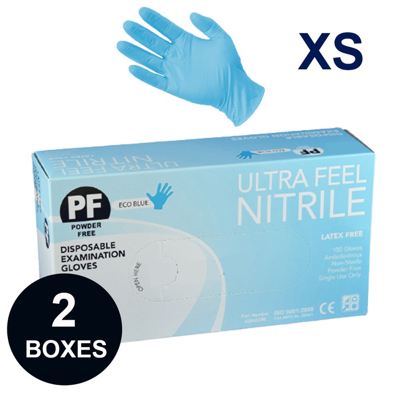 200pcs Ultra Fresh Blue Nitrile Exam Gloves Latex Free Powder Healthcare Medical
