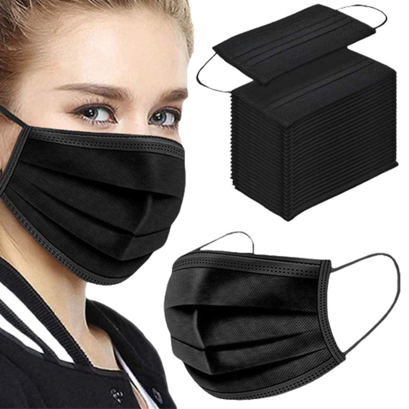 50 Pack 3PLY Black Disposable Face Mask
