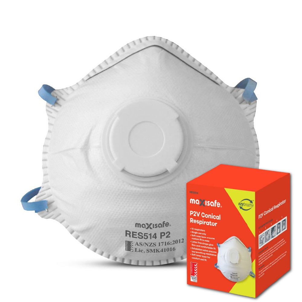 Box of 10 P2 Valved Conical Respirator Mask