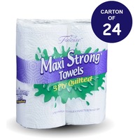Carton of 24 rolls Finesse Maxi Strong 3 Ply Kitchen Towel Quilted Twin Pack 60 Sheets/Roll