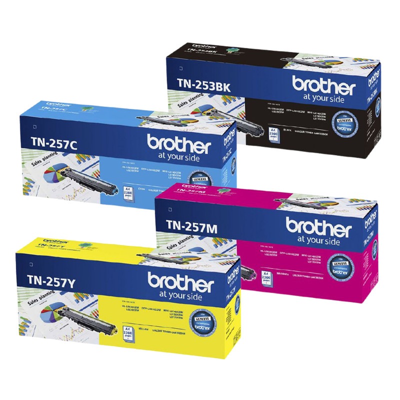 Genuine 4 Pack Brother TN253 TN257 High 